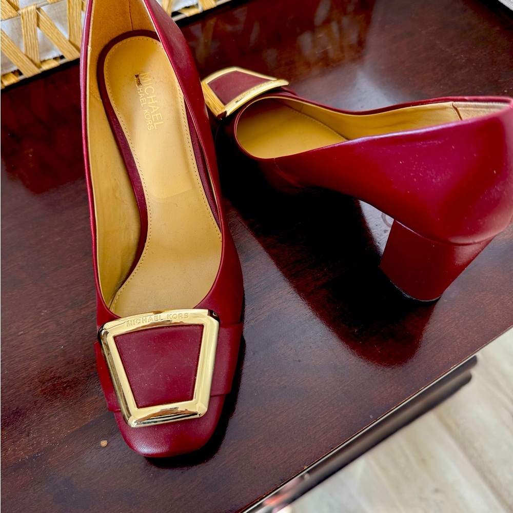 Michael Kors Burgundy Heels with Gold Accent